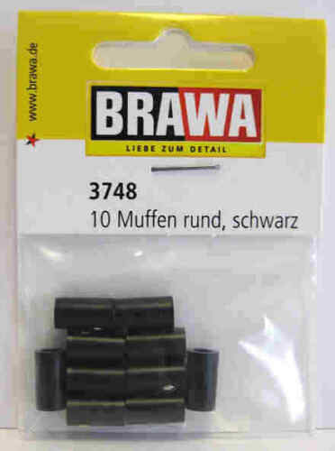 Brawa 3748 - Muffen rund schwarz, 10 St. für neues Märklin- Steckersystem