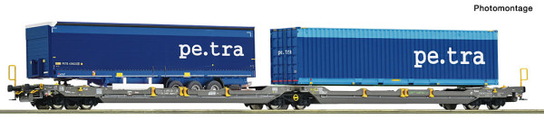 Roco 6600391 - EINSTELLER Doppeltaschenwg.T3000 MFD Rail + Pe.Tra Trailer E6
