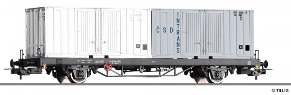 Tillig 77073 - DR Containertragwagen Lgkks4444 Ep. 4, beladen mit 2x20`Container