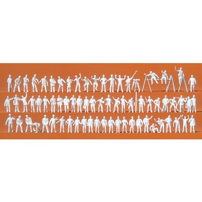 Preiser 79009 - Auf der Arbeit. 70 unbemalte Miniaturfiguren. Zubehör. Bausatz. Figuren: Materialfar