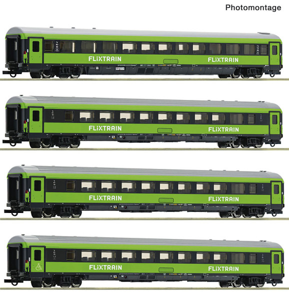 Roco 6200267 - EINSTELLER 4er Set Personenwagen Flixtrain E6
