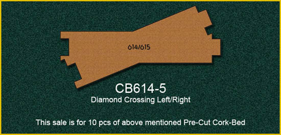 Proses PCB-614-5 - Korkgleisbett für Kreuzungen R614 - 615 , 10 X vorgefertigt