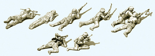 Preiser 16616 - Infanterie liegend im Gefecht Deutsches Reich 1939-45 8 unbemalte Figuren Bausatz
