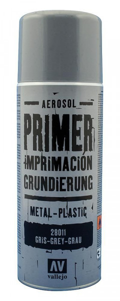 Vallejo 728011 - Primer (Grundierung) Sprühfarbe, grau, 400 ml