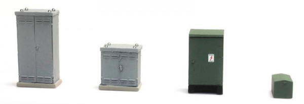 Artitec 387.374 - NL Schaltkästen Bahnübergang, Fertigmodell aus Resin, lackiert