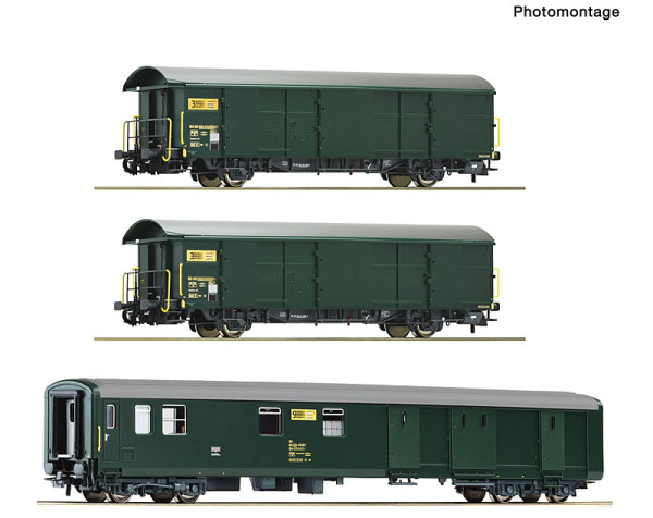 Roco 6600428 - EINSTELLER 3er Set Postwagen E5