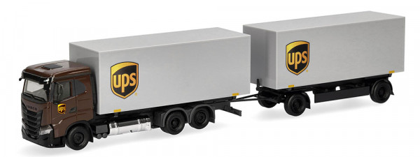 Herpa 321761 - Iveco S-Way FD Wechselkoffer-Hängerzug "UPS"