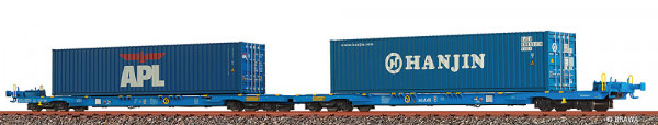 Brawa 48110 - AAE Containerwagen Sffggmrrss36 blau Ep.6, beladen mit Container "APL" + "Hanjin"