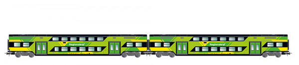 Lima HL5060 - FS Trenitalia, 2-tlg. Set Vivalto-Doppelstockwagen, neue „Regionale”-Farbgebung, grün-