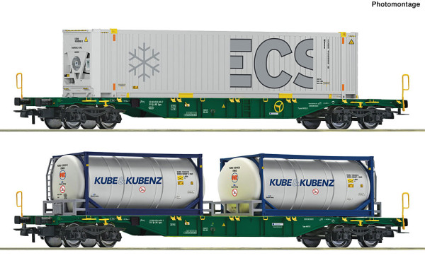 Roco 6600361 - LINEAS 2er Set Containertragwagen Sgns Lineas E6