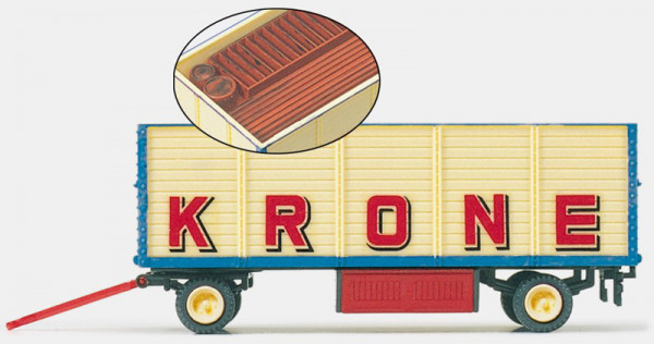Preiser 21021 - Packwagen 6mtr. offen "Circus Krone" Fertigmodell mit Beladung Teile des Exotenstall