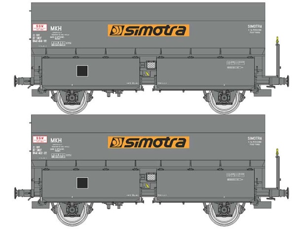 REE WB-967 - SNCF Set 2-teilig Selbstentladewagen MKH (ex MH45) Ep.4-5, "Simotra", Koksladung