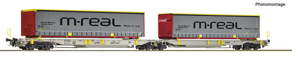 Roco 6600457 - EINSTELLER Doppeltaschenwagen T2000 + MReal E6