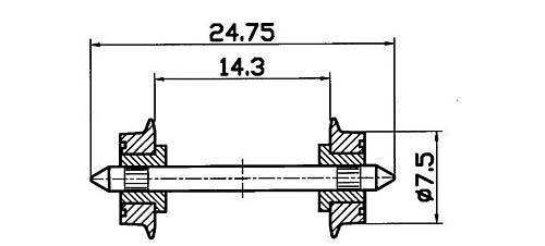Roco 40189 - NEM-H0 DC Norm Radsatz beidseitig isoliert Ø 7,5 mm 2 Stück / Packung