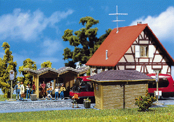 Faller 180587 - 2 Bus Wartehäuschen Holzbauweise