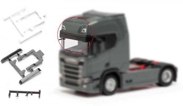 Herpa 054485 - Zubehör Sonnenblende groß Scania CR/CS, 4xschwarz/4xweiß