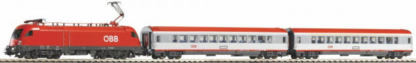 Piko 59104 - Startset PSCwlan ÖBB Taurus mit 2 Schnellzugwgen, A-Gleis & Bettung