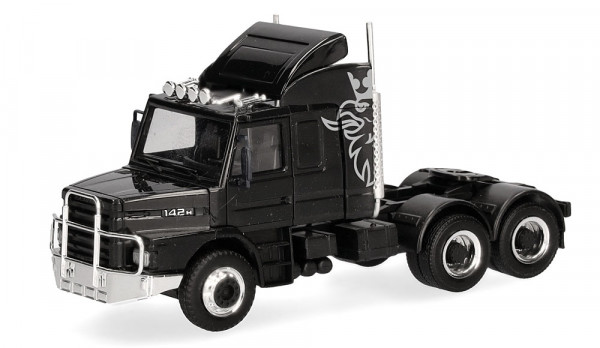 Herpa 319416 - Scania Hauber 142 Zugmaschine 3achs (6x4), schwarz