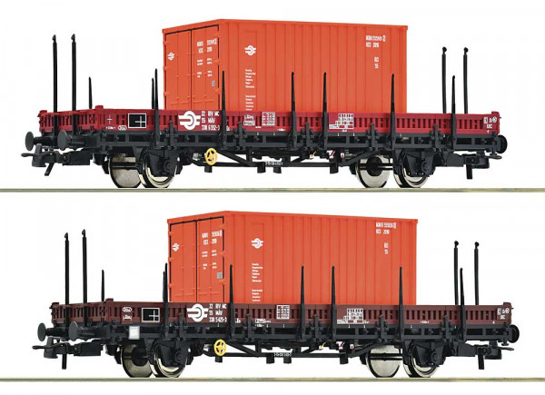 Roco 6600076 - MAV Set 2-teilig Rungenwagen Ks Ep.4, beladen mit 20`Container