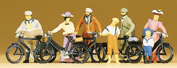 Preiser 12129 - Stehende Radfahrer um 1900 7 teilig