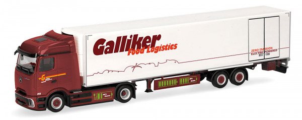 Herpa 321952 Mercedes-Benz eActros 600 Bigspace Kühlkoffer-Sattelzug "Galliker" (CH)