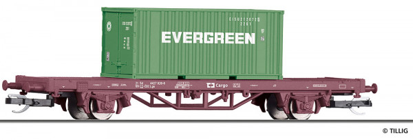 Tillig 17482 - START CD Containertragwagen Lgs Ep.6, beladen mit 20ft. Container "Evergreen"