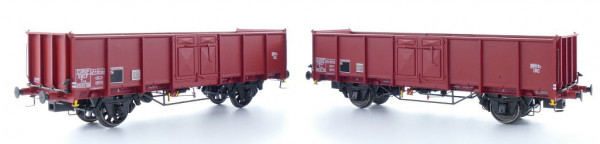 Exacttrain 23950 - SNCF Set 2-teilig offene Güterwagwagen UIC II rotbraun Ep.3, 1x Tow EUROP mit Dis