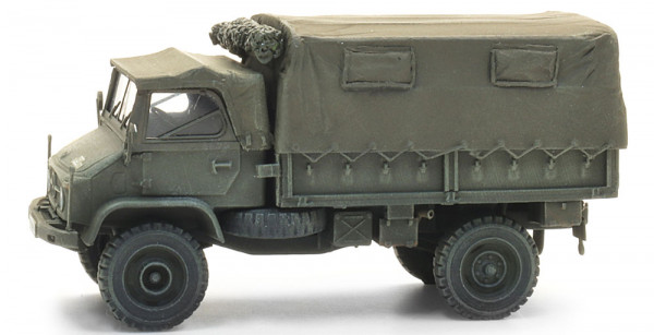 Artitec 6870776 - BRD Unimog 404s Pritsche Plane gelboliv