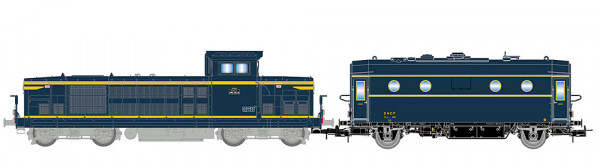 Jouef HJ2473 - SNCF, Diesellokomotive 040 DG-18, gelb/blau + Heizkesselwagen der Bauart 800 kg/h, SH