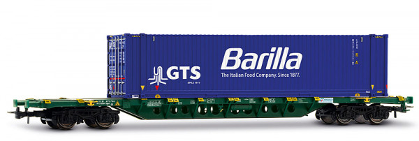 Rivarossi HR6706 - Mercitalia Intermodal, 4-achs. Containerwagen der Bauart Sgnss, grün Farbgebung,