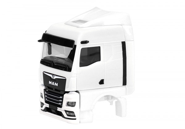 Herpa 086318 - Teileservice Fahrerhaus MAN eTGX GM mit Windleitblechen und Spiegelkamera, weiß (2 St