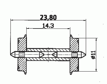 Roco 40193 - Radsatz 11mm mit geteilter Achse 1 Paar
