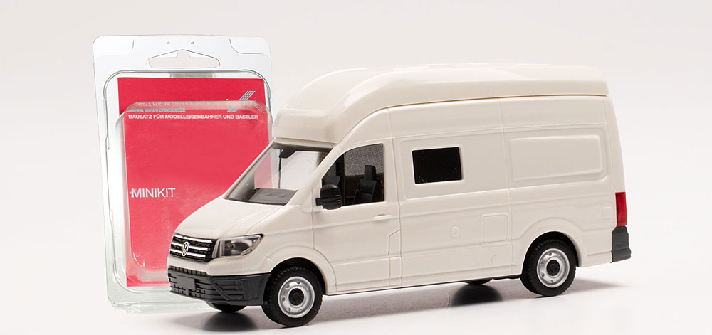 Herpa MiniKit 014038 - 1/87 VW Crafter Kasten HD Avec Pneus Jumeaux, Blanc