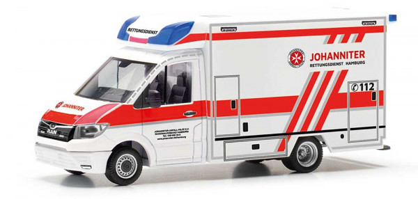 Herpa 098182 - MAN TGE Fahrtec RTW "Johanniter Hamburg"