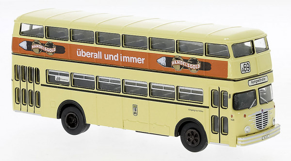 Brekina 61256 - Büssing D2U Doppeldecker 1960, BVG - Handelsgold,
