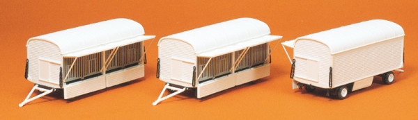 Preiser 20007 - Käfigwagen neutral weiß, 3 Stück, Bausatz