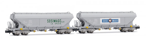 Arnold HN6736 - FS, 2-tlg. Set 4-achs. Getreidesilowagen mit geraden Seitenwänden „Sosimage“, graue
