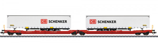 Märklin 47470 - DB AG Doppel-Taschenwagen Sdggmrss738 verkehrsrot Ep. 6, beladen mit zwei Aufliegern