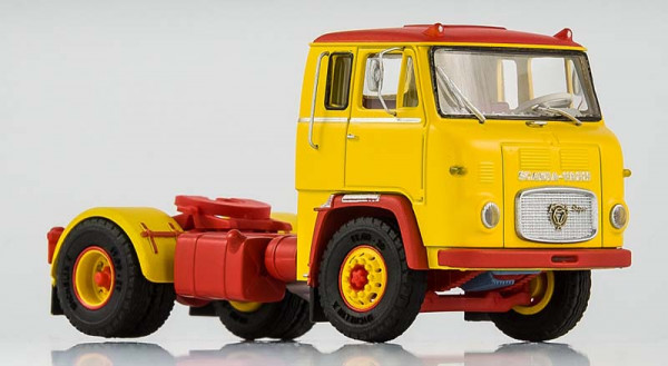 VK 76013 - Scania LB 7635 Sattelzugmaschine gelb-rot, verlängerte Kabine mit Seitenfenster
