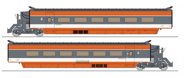 REE TGV-007SAC - SNCF Set 2-teilig TGV PSE Erweiterungsset Ursprungsausführing Ep.4, für AC-digital