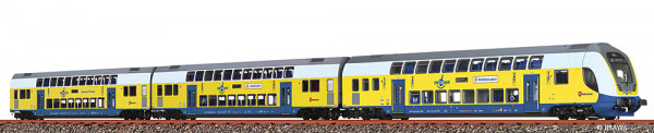 Brawa 44574 - DB AG Set 3-teilig Doppelstock-Wagenset Metronom (RE 3 Hamburg Hbf) Ep.6, mit LED-Inne