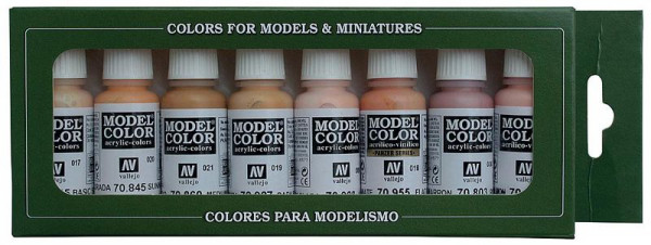 Vallejo 770124 - arb-Set, Gesichts- und Hauttöne, 8 x 17 ml