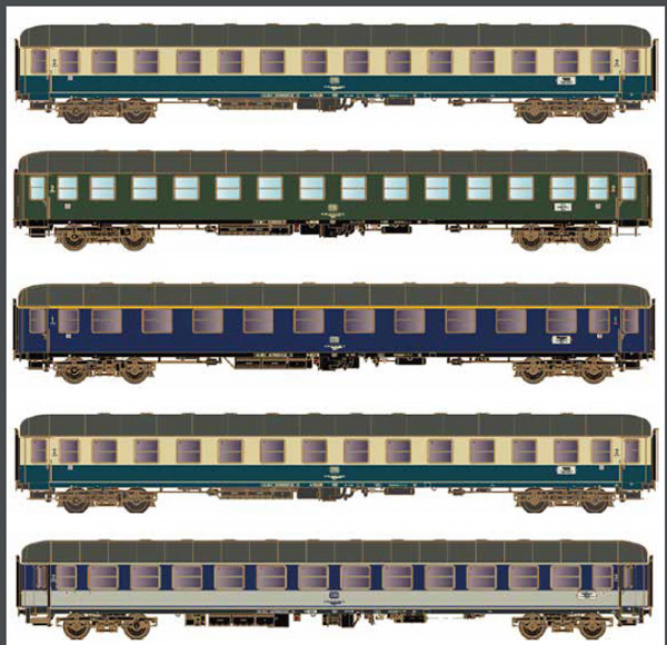 Hobbytrain H43049 - DB Set 5-teilig Reisezugwagen "D912 Emsland" Ep.4, Wechselstrom