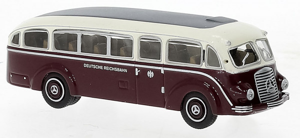 Brekina 52432 - Mercedes LO 3500 dunkelrot, weiss, 1936, Deutsche Reichsbahn,