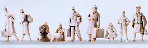 Preiser 72537 - Flüchtlinge 9 unbemalte Miniaturfiguren Bausatz