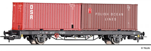 Tillig 77088 - DR Containertragwagen Lgkks4444 Ep.4, beladen mit 2x20`Container Gt6 "DSR" und "Polis