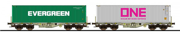 ESU 36611 - DB AG Containertragwagen Sgmmn Ep.6, 2x Container "Evergreen" + "ONE"