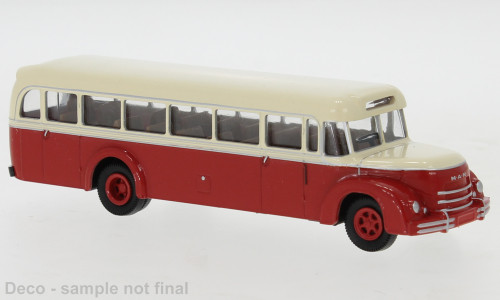 Brekina 59221 - MAN MKN Rundhauber hellbeige, rot, 1952,