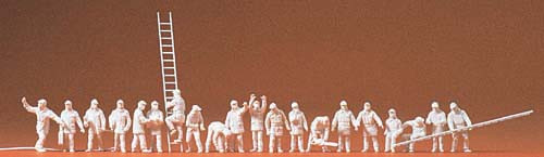 Preiser 79004 - Feuerwehrmänner in moderner Einsatzkleidung. 20 unbemalte Miniaturfiguren. Mit Zubeh