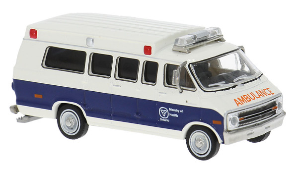 Brekina 18307 - Dodge B200 Ambulance, blau/weiß aus Ontario (CAN)